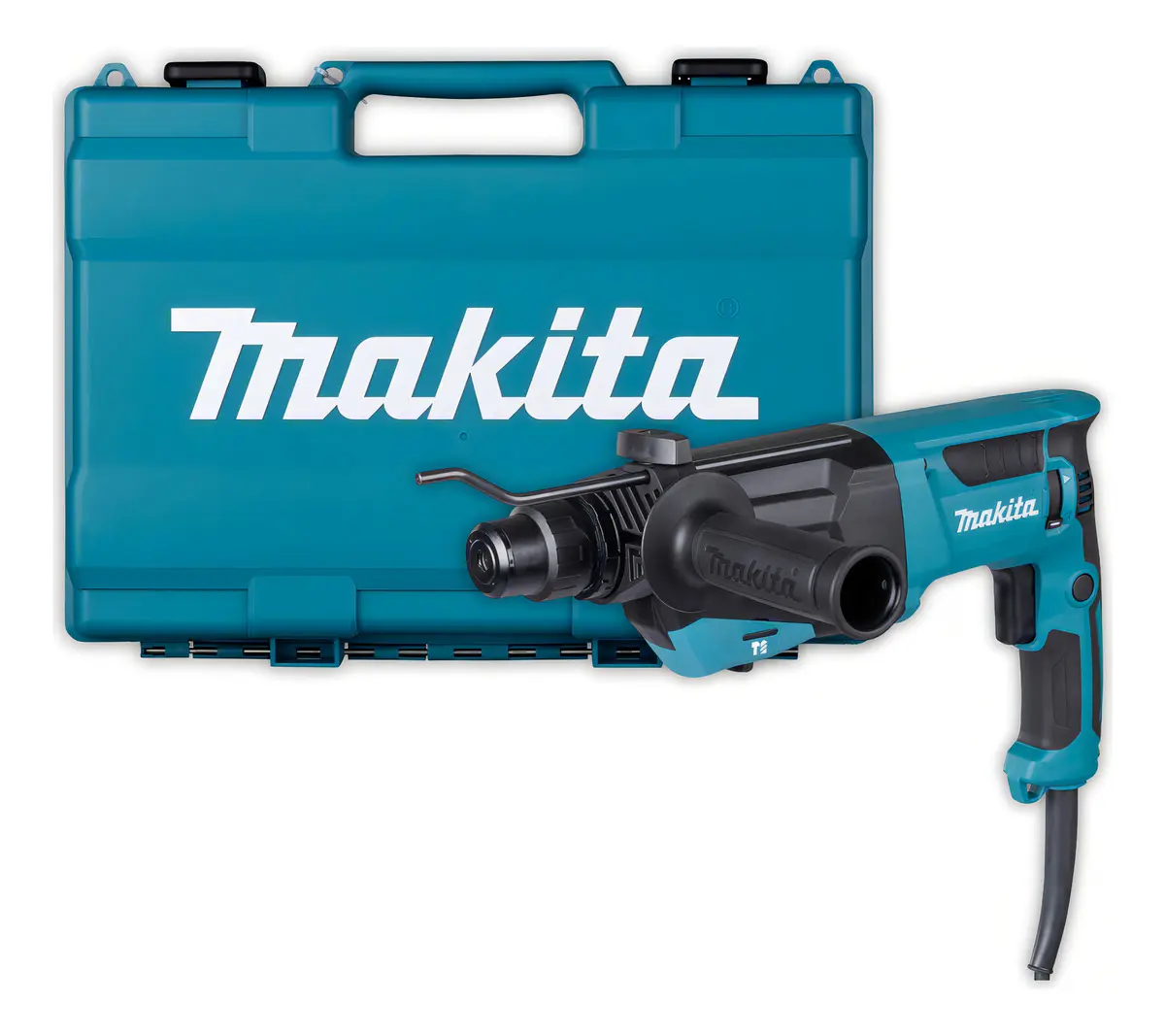 Martelete Rotativo Rompedor Makita SDS Plus Azul-Turquesa + Maleta HR2670